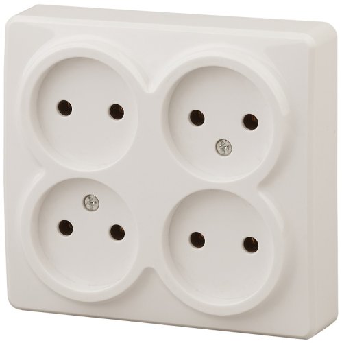 Розетка без заземления накладная Эра Эксперт 4-м. слоновая кость картинка